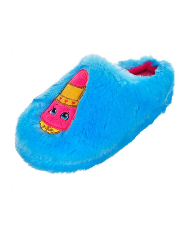 Slippers Girls Plush Round Toe Embroidered Character Slip On Clogs (See More Designs Sizes) - Turquoise - CY185CCQA8C $18.12