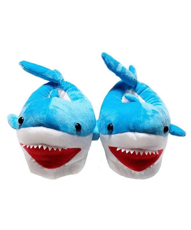 Slippers Kids Cute Animal Plush Slippers Soft Unicorn - Shark - Flamingo Home Shoes - Blue Shark - C418I0WM0X4 $31.40