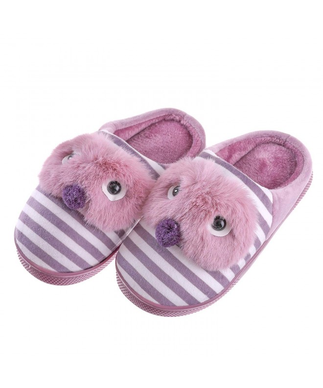 Slippers Toddler Kids Boys Girls Slippers Cute Cartoon Animal Soft Warm Non-Slip Winter Indoor House Shoes - Purple - CB18L2G...