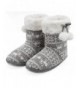 Slippers Slippers Knitted Bedroom Pom poms Toddler - Grey - CP18LT3Q0NR $32.24