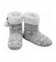 Slippers Slippers Knitted Bedroom Pom poms Toddler - Grey - CP18LT3Q0NR $32.24