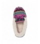 Slippers Girls' Sweater Knit Mocassin Memory Foam Slippers with Fleece Cuff and Lining - Violet Fair Isle - CR187EI2AS3 $39.84