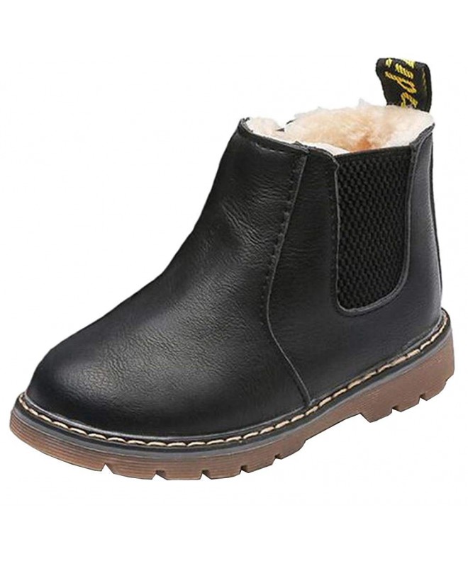 Boots Side Zip Waterproof Chelsea Toddler - Black With Fur - CL18HUIXX6M $34.81