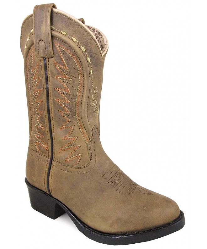 Boots Mountain Children's Sienna Stitched Pull On Straps Narrow Round Toe Tan Western Boots - CO183NSHEUT $90.41