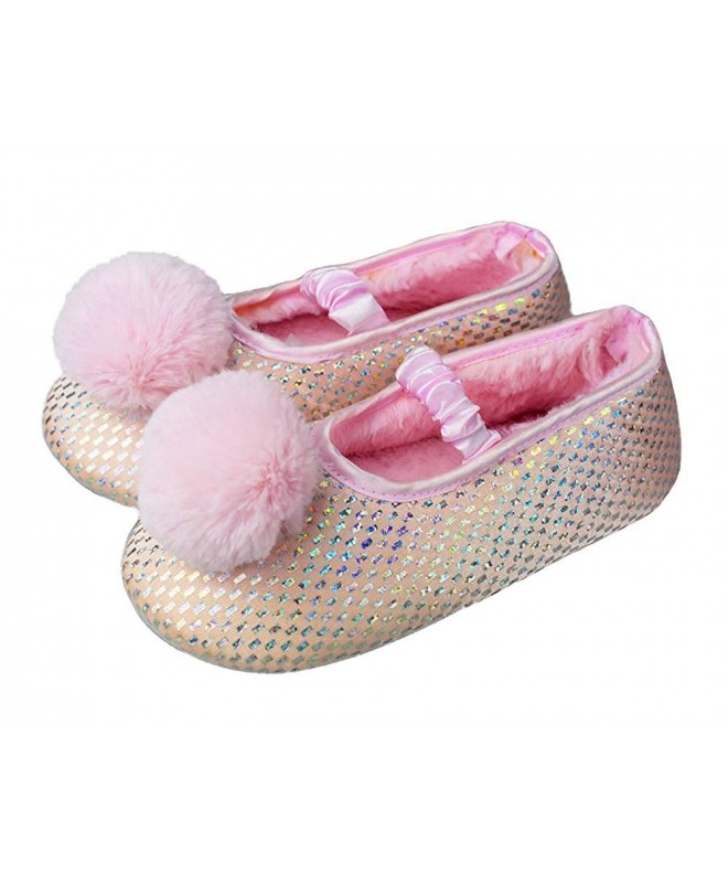Slippers Girls Big Kids Comfy Winter House Slippers with Soft Memory Foam Rubber Sole Bedroom Shoes - Pink - C018L6G6O3H $28.23