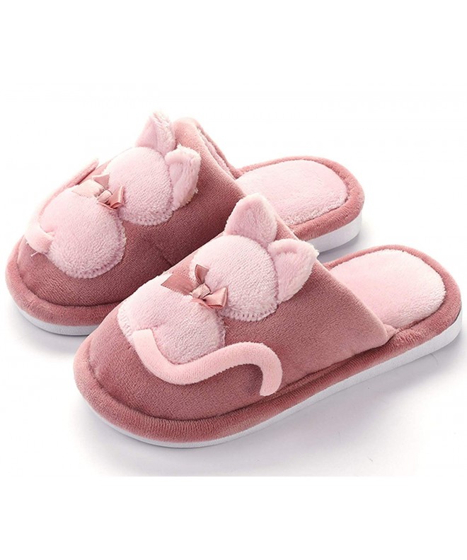 Slippers Womens Comfy Fuzzy Slppers - Memory Foam Slip On House Slippers for Mothers and Kids - Red - CP18IG77Z7R $31.96