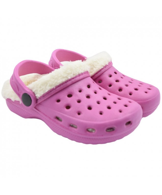 Slippers Pink Kids Fuzzy Slippers Warm Fleece Lined Clogs for Girls Shoes for Outdoor and Indoor - CT180YWCN42 $23.50
