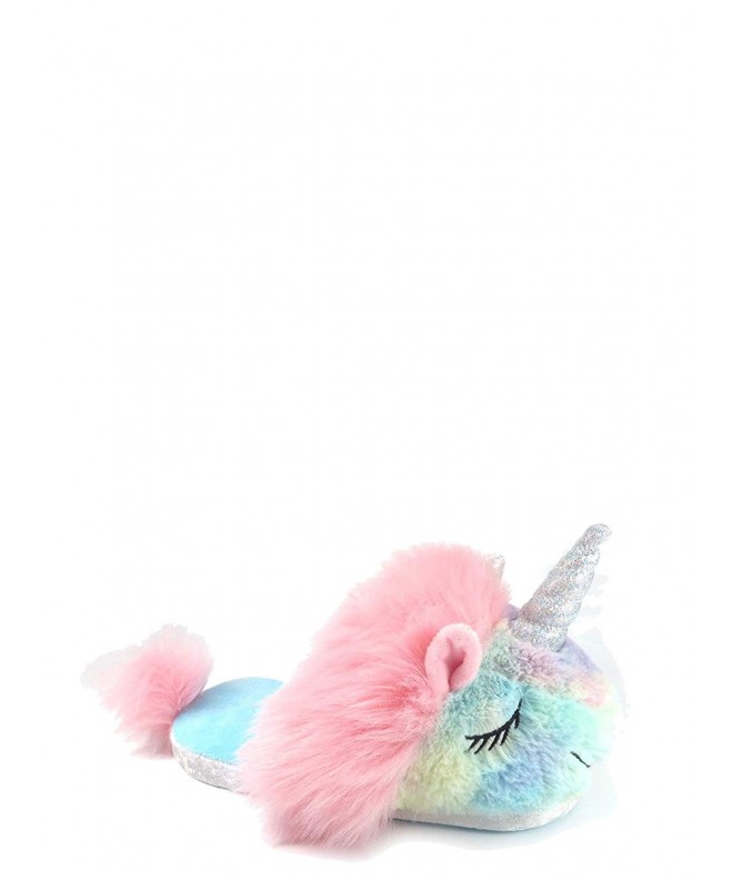 Slippers Unicorn Slippers for Girls Scuff Slip On Bedroom House Slipper Rainbow - C218ICCL24Q $34.06