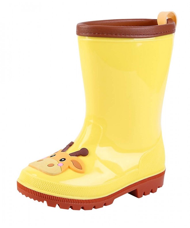Boots Kids Waterproof Anti-skid Rain Boots Cartoon Animal Pattern Rain Shoes - Yellow-giraffe - CI18K77ARTM $48.79