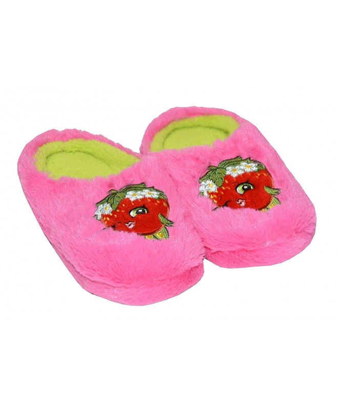 Slippers Girls Embroidered Plush Clog Slippers - Pink-strawberry Kiss - CS12NH39G5L $24.54