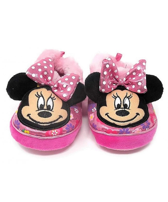 Slippers Toddler/Girls Minnie Mouse Slippers with Plush Toy 10" Minnie Set/Bundle - CV18ME3QSAN $45.89