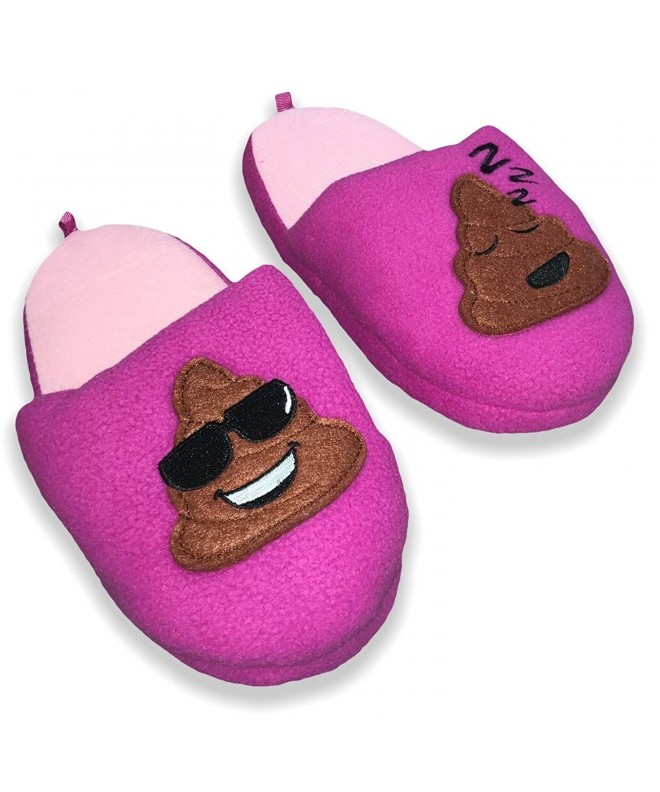 Slippers SG Footwear Girls Emoji Smiley Poop Devil Kids Scuff Slipper - Magenta Poo - C31803GYXCZ $22.78