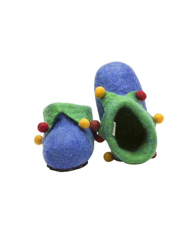 Slippers Child Wool Felt Baby Child Slippers Booties Jester - Blue - C712I0MXR79 $19.52