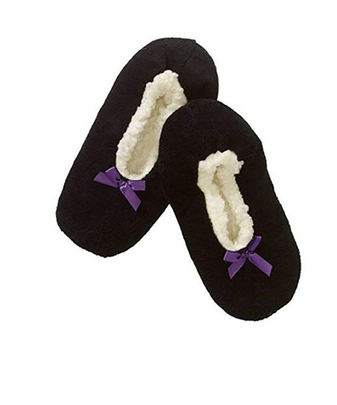 Slippers Girls Fuzzy Babba Slipper Socks - Black - C11875MGMQI $25.28