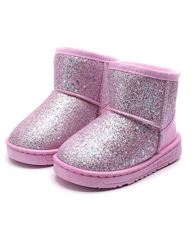 Slippers Girl's Warm Winter Cartoon Outdoor Princess Snow Boots House Slippers Flat Shoes(Toddler/Little Kid) - Pink - CL18KX...