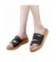 Slippers Lady's Sandal Flip Flop Thong Open Toe Double Toe Strap Strappy Gladiator Wedge Sandals - Black - CH183N72HW7 $41.36