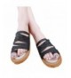 Slippers Lady's Sandal Flip Flop Thong Open Toe Double Toe Strap Strappy Gladiator Wedge Sandals - Black - CH183N72HW7 $41.36