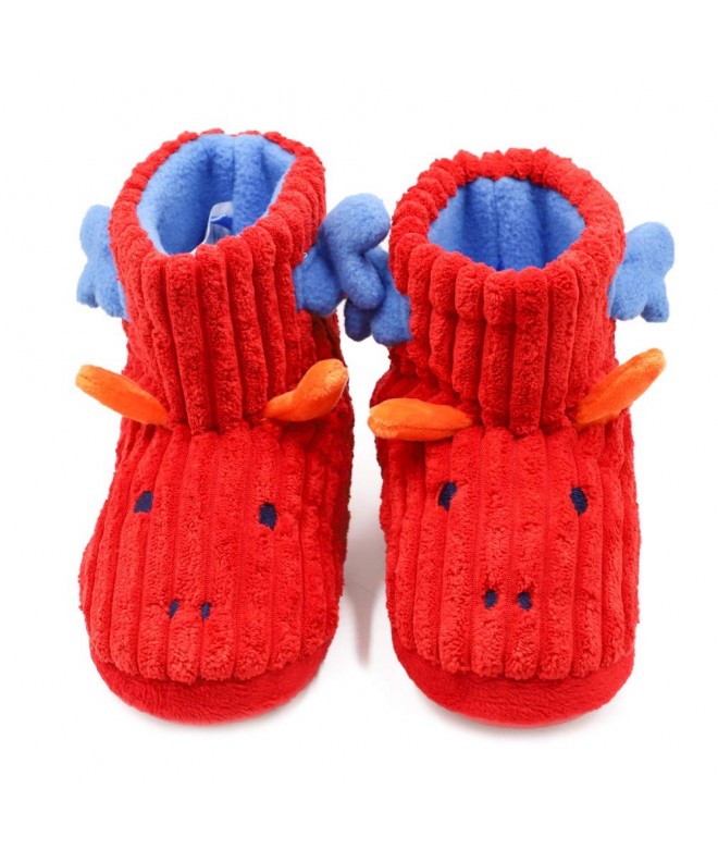 Slippers Toddler Little Kids Winter Indoor/Outdoor Plush Soft Cute Bootie Slippers with Anti Slip Sole - Red - CM18NS8DWUA $2...