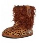 Slippers Wooly Cheetah Slippers Girls Medium 12 to 2 Brown - CW12B8JPID7 $24.46