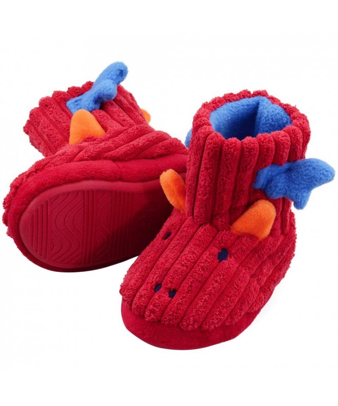 Slippers Kid's Winter Cute Warm Soft Memory Insole Anti-Slip Indoor Outdoor Bootie Slippers - Red - CE18LTS8WS0 $27.72