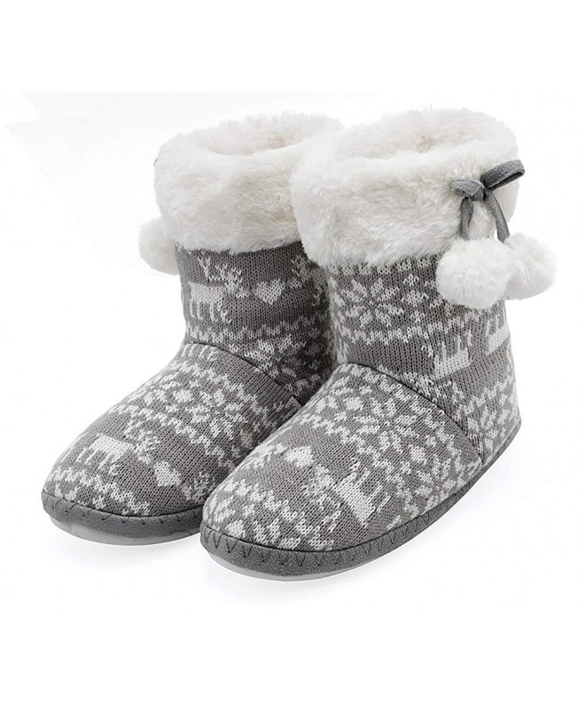 Slippers Little Knitted Bedroom Booties Slippers - Grey - C018LTUMS9R $36.89