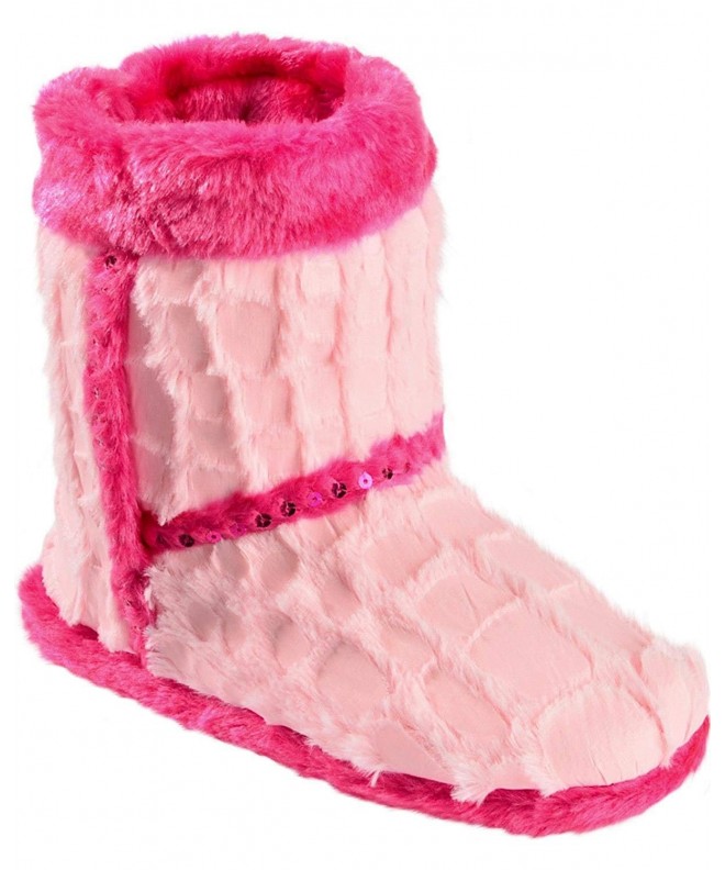 Slippers Girl's Croc Design Boot Slippers - Microfiber - Faux Fur - Plush - Pink - CJ11LIHFT5R $37.80