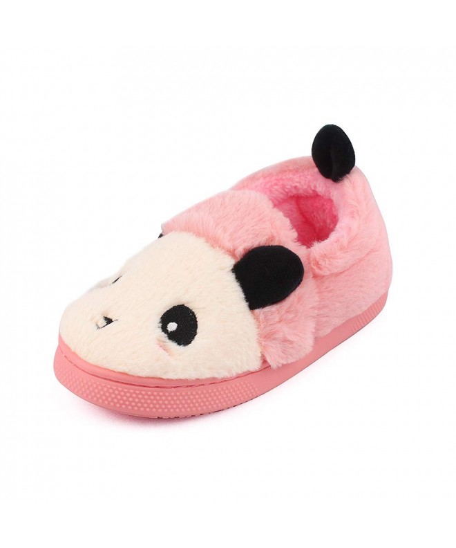 Slippers Kids Panda Slippers Plush Animal Autumn and Winter Warm Cotton Shoes Toddler - Pink - CL18I4OGMHE $27.56