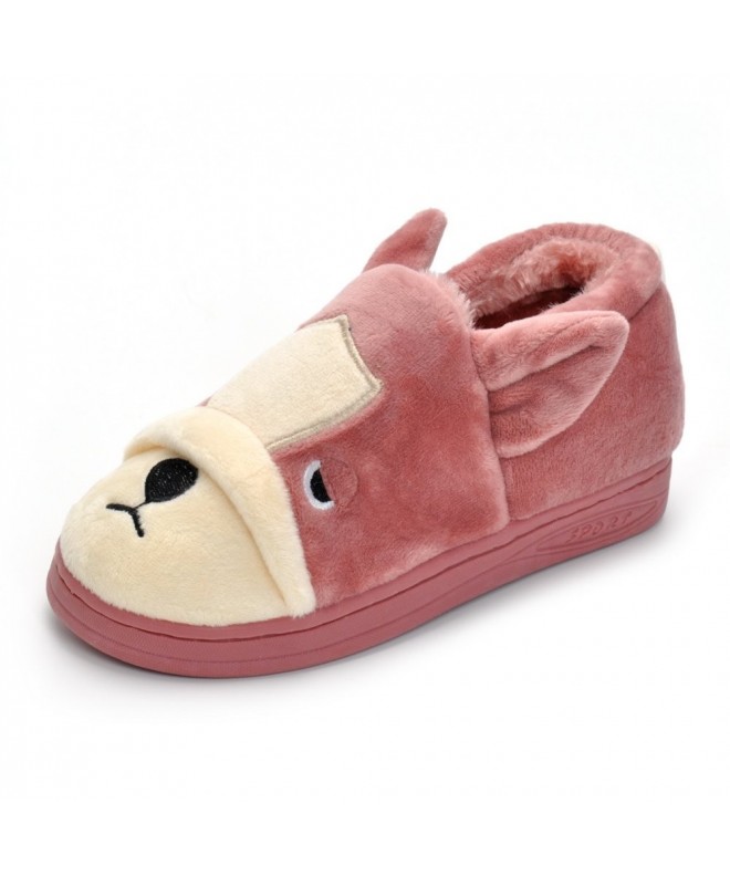 Slippers Toddler/Little Kids Puppy Plush Slippers Boys Girls Winter Warm Indoor and Outdoor Shoes - Pink - C4186WMDNKG $26.93