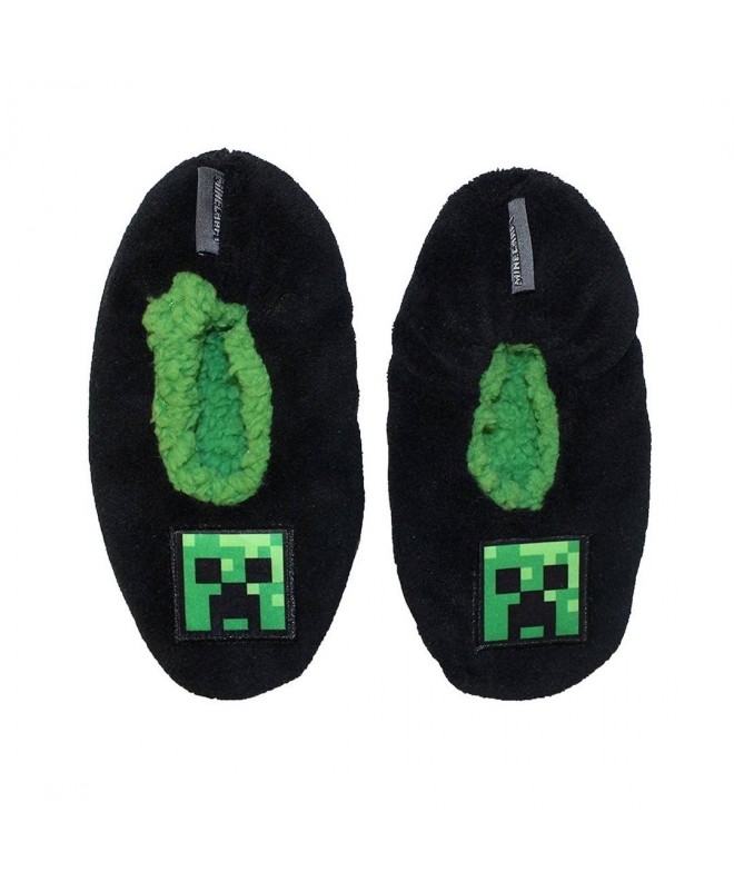 Slippers Minecraft Toddlers Kids' Slipper Socks - Medium (Shoe Size: 9-12) Black - Green - CU189ZL9SYZ $29.47