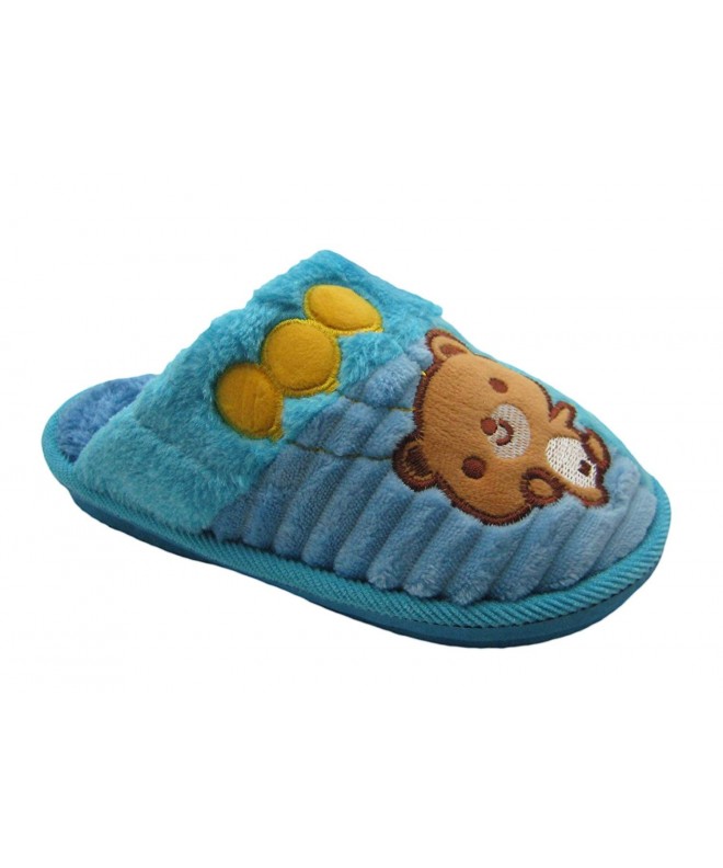Slippers Cute Happy Bear Kid's House Slippers w/Happy Stitch - Lt.blue - CL12NEQLN6L $23.08