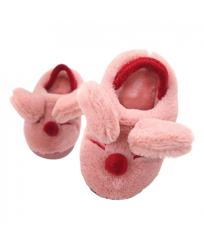 Slippers Toddler Mouse Slippers Girls Boys Cute Cartoon Fleece Elastic Band - Rubber Red - CB18I459ZEW $28.13