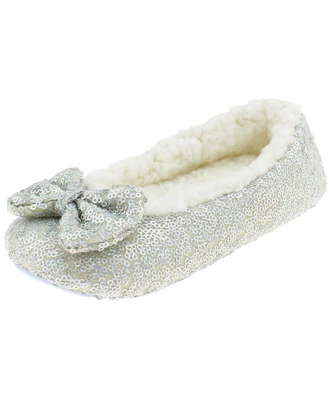 Slippers Girls Sequined Ballet Indoor Slippers with Bow Detail - Multi - CC17YDUAA9M $42.72