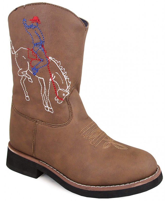 Boots Mountain Children's Night Horse Slip On Stitched Design Round Toe Brown Distress Boots - CZ183NSEH47 $104.24