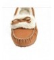 Slippers Kid's Girl's Leather Moccasin Slipper with Bow - Chestnut - CR180CE9O8U $44.41