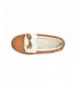Slippers Kid's Girl's Leather Moccasin Slipper with Bow - Chestnut - CR180CE9O8U $44.41