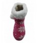 Slippers Girls Knitted Booties Slippers with Pom Poms & Fleece Lining - Fuchsia W/ Tribal Pattern - CW18848K0OX $35.60