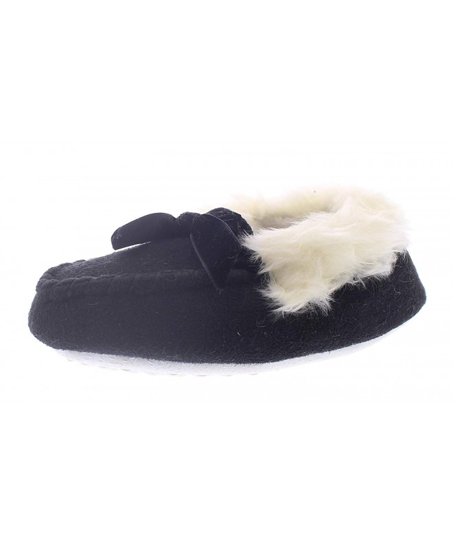 Slippers Toddler Moccasins for Girls-Moccasin Slippers-Kid House Shoes-Faux Fur Slipper Black Toddler Kid Size S 5/6 US - CZ1...