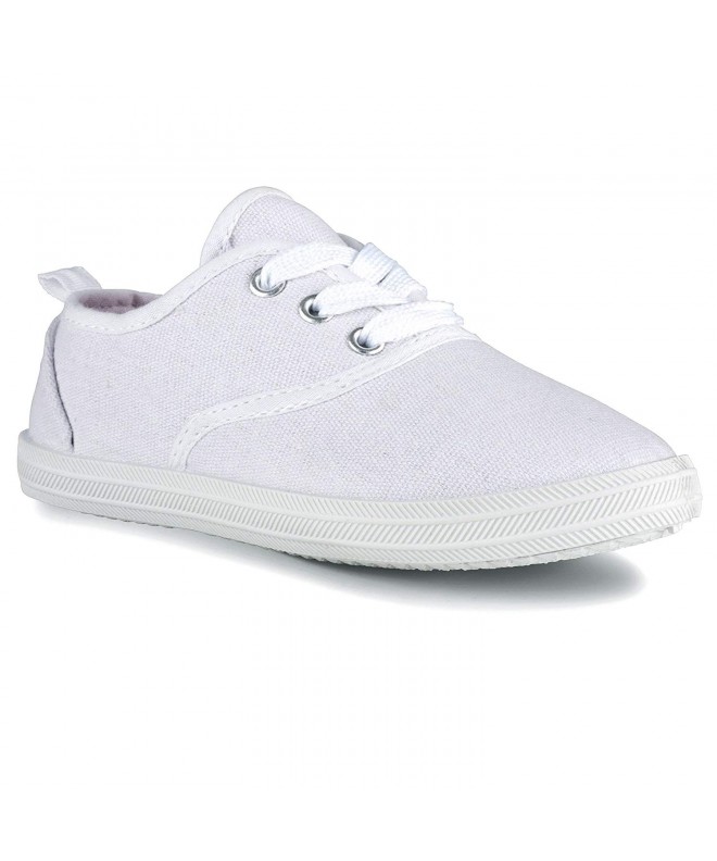 Sneakers Girls Canvas Fashion Sneaker - Lace up - Breathable - Rubber Sole - White (V3) - C118L4Q63QQ $23.06