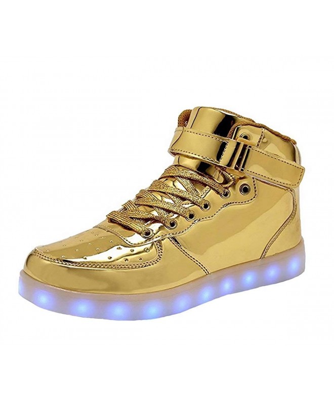Sneakers LED Light Up Shoes USB Flashing Sneakers for Toddler/Kids Boots - - Gold - CC1855I7SG9 $53.12