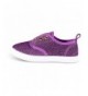Sneakers Slip-On Laceless Fashion Sneakers Girls - Boys - Toddlers & Kids - Purple (Lurex V2) - CY18N7AS47O $39.70