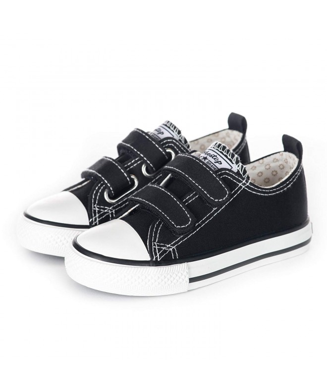 Sneakers Toddler/Little Kid Boy and Girl Classic Adjustable Strap Sneaker - Black - C018GTUYSUL $36.04