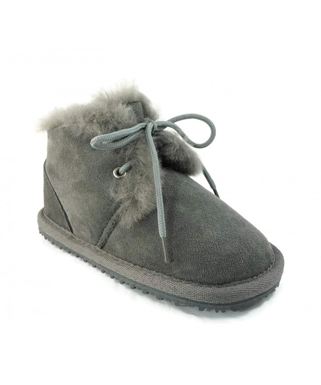 Boots Boys/Girls Sheepskin Winter Snow Boots - Genuine Leather/Fur (Baby/Toddler/Little Kids) - Gray - CT12O869EDC $67.07