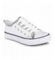 Sneakers Girl's Canvas KIX Double Upper Lo-Top Sneaker - White/Silver - CW120AWIXST $32.03