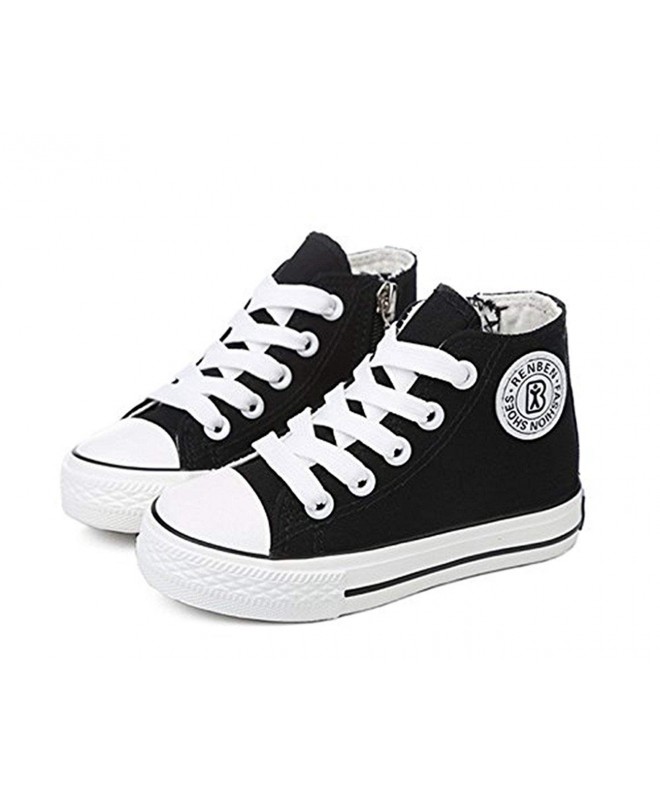 Sneakers Classic Kids Casual Comfort Zipper Lace up High Top Canvas Shoes (Toddler/Little Kid/Big Kid) Black - Black - CL12NE...