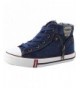 Sneakers Boy's Girl's High-top Canvas Lace up Casual Board Shoes - Dark Blue - CF12DH49RTR $38.81