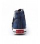 Sneakers Boy's Girl's High-top Canvas Lace up Casual Board Shoes - Dark Blue - CF12DH49RTR $38.81