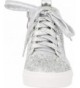 Sneakers Girls' High Top Closed Round Toe Glitter Lace-Up Inner Zip Fashion Sneaker (Toddler/Little Kid/Big Kid) - Silver - C...