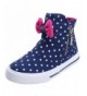Sneakers Girls' Bowknot High-Top Zipper Canvas Shoes Casual Sneakers - Dark Blue - C0125Q32CVR $44.06