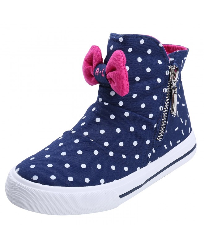 Sneakers Girls' Bowknot High-Top Zipper Canvas Shoes Casual Sneakers - Dark Blue - C0125Q32CVR $44.06