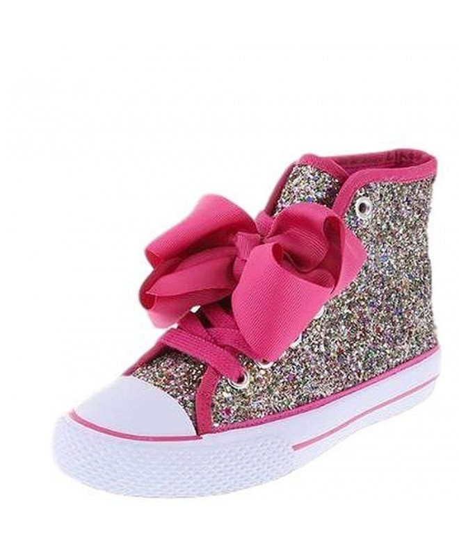 Sneakers Girls Shoe Rainbow Glitter Sneaker High Top Pink Bow - CR18M55R42A $67.13